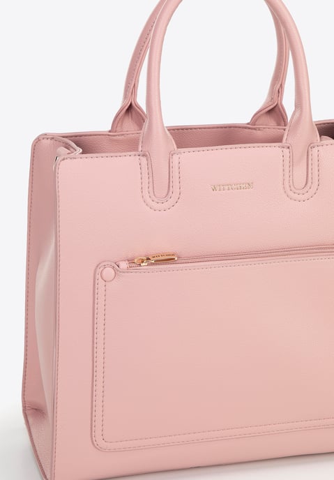 Bolso para portátil Wittchen de 13" para mujer en piel sintética rosa - Image 4