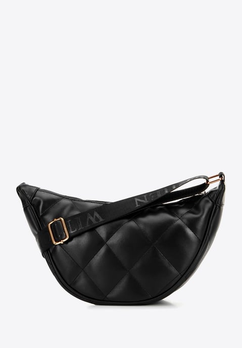 Bolso bandolera de mujer Wittchen con costuras geométricas, negro y dorado - Image 2