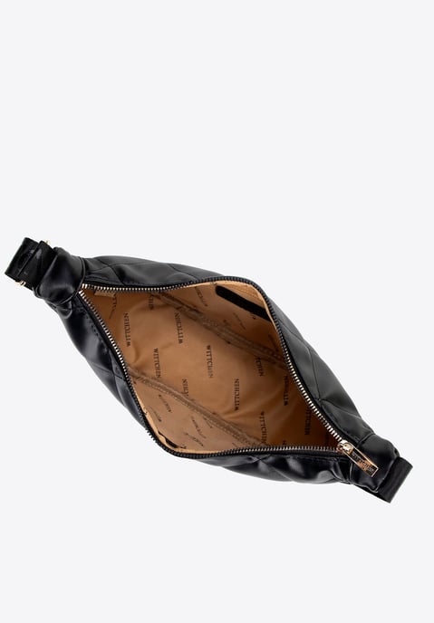 Bolso bandolera de mujer Wittchen con costuras geométricas, negro y dorado - Image 3