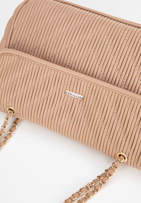 Bolso bandolera Wittchen para mujer en ecopiel con cadena, beige - Image 6