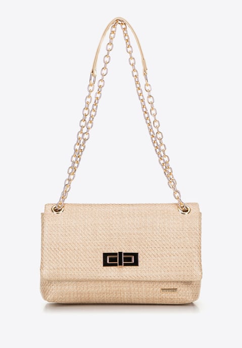 Bolso bandolera de mujer Wittchen con cadena trenzada, beige, polipropileno - Image 2