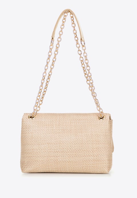 Bolso bandolera de mujer Wittchen con cadena trenzada, beige, polipropileno - Image 3