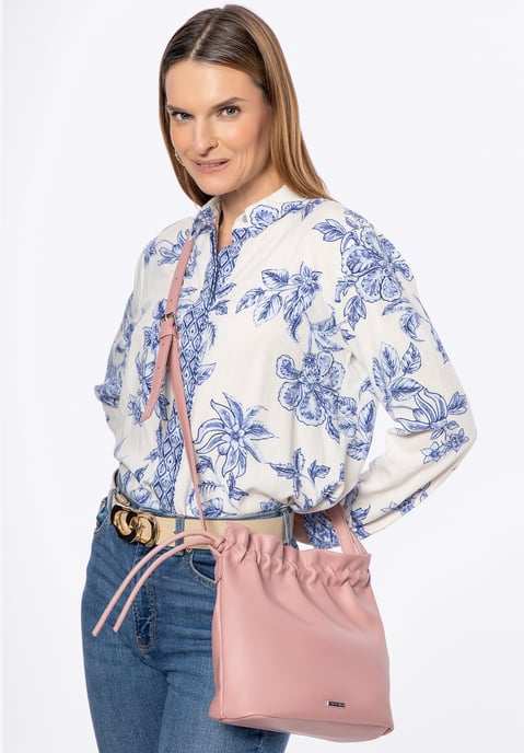 Bolso bandolera Wittchen para mujer con lazos decorativos, rosa, piel sintética - Image 1