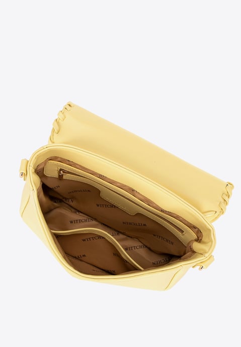 Bolso bandolera Wittchen para mujer con solapa ribeteada, amarillo - Image 4