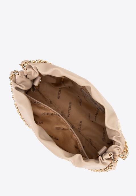 Bolso bandolera tejido Wittchen para mujer con cadenas, beige - Image 3