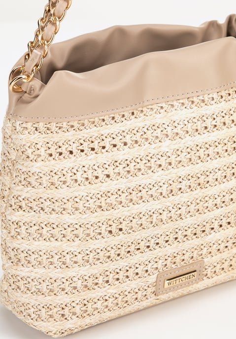 Bolso bandolera tejido Wittchen para mujer con cadenas, beige - Image 4