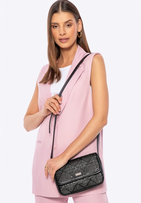 Bolso bandolera trenzado con solapa Wittchen Woman, polipropileno negro - Image 1