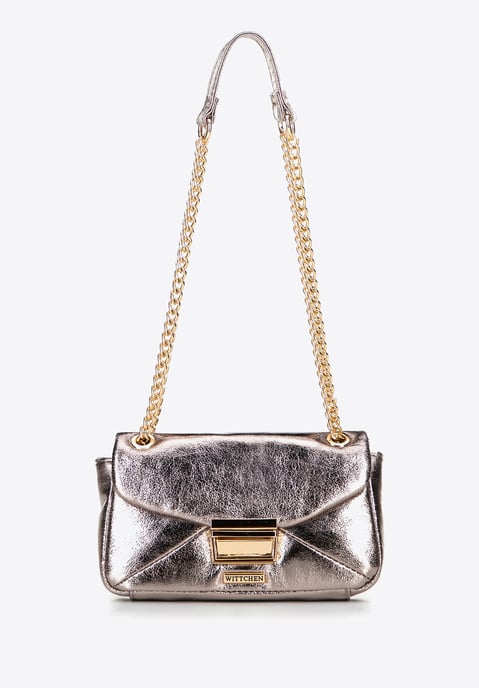 Mini bolso bandolera Wittchen para mujer en piel sintética gris brillante - Image 2