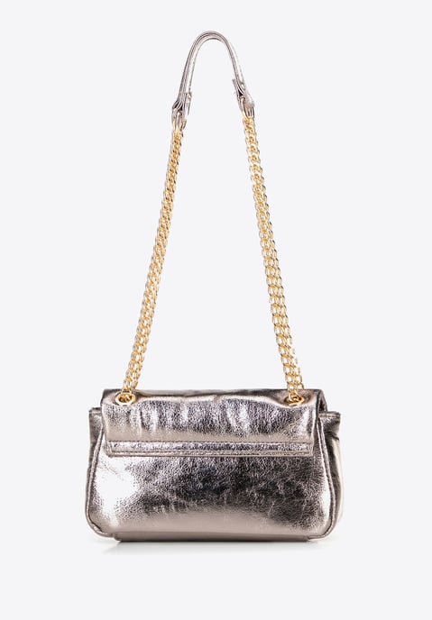 Mini bolso bandolera Wittchen para mujer en piel sintética gris brillante - Image 3