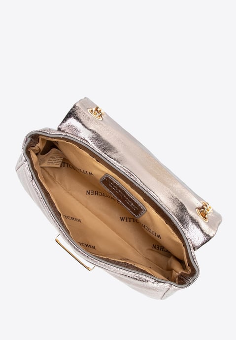Mini bolso bandolera Wittchen para mujer en piel sintética gris brillante - Image 4