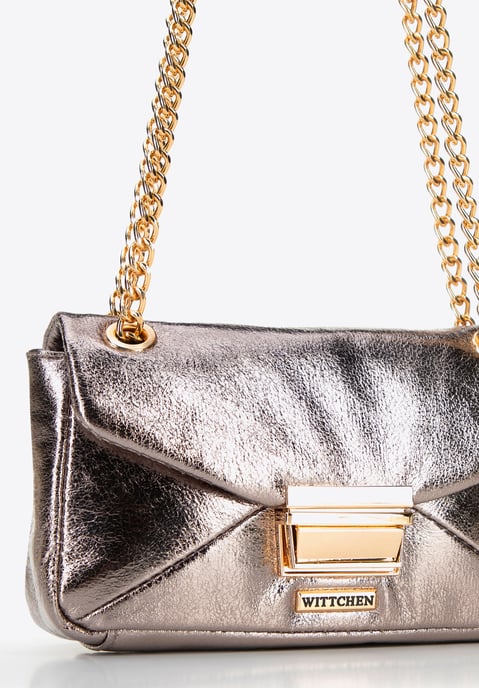 Mini bolso bandolera Wittchen para mujer en piel sintética gris brillante - Image 5