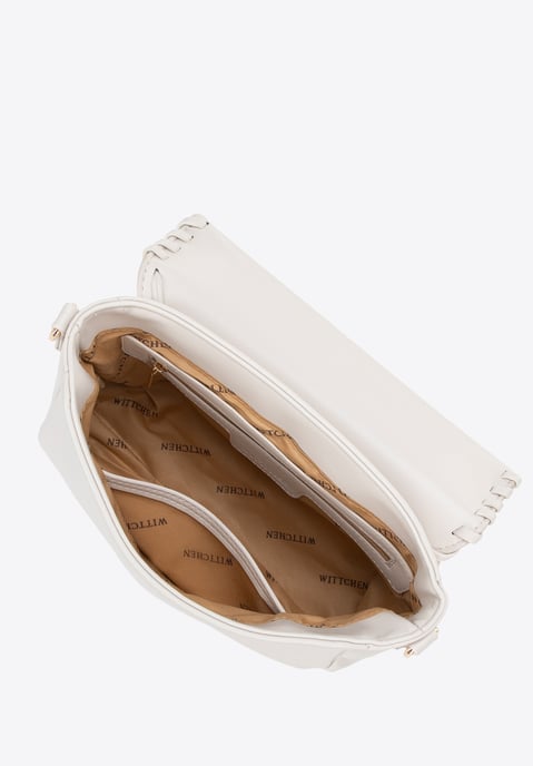 Bolso bandolera Wittchen para mujer con solapa ribeteada, color crema - Image 3