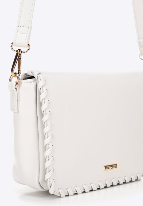 Bolso bandolera Wittchen para mujer con solapa ribeteada, color crema - Image 4