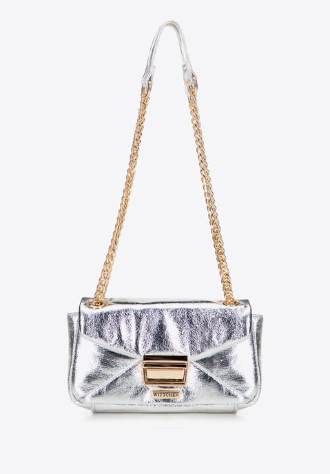 Mini bolso bandolera Wittchen para mujer en piel sintética plateada brillante - Image 3