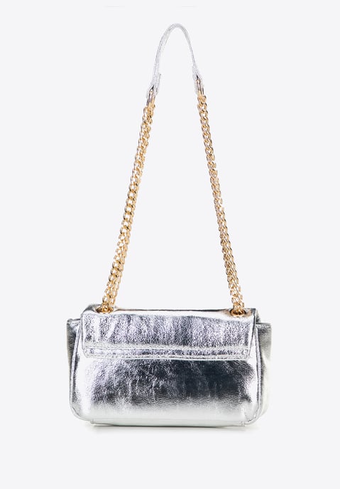 Mini bolso bandolera Wittchen para mujer en piel sintética plateada brillante - Image 4