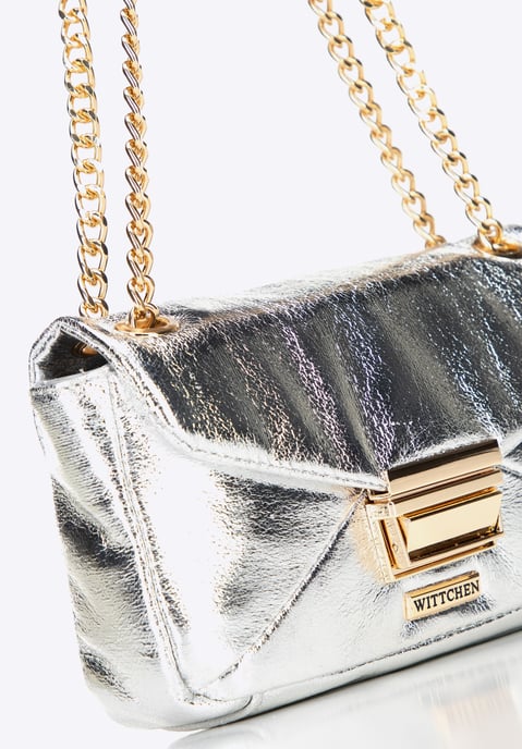 Mini bolso bandolera Wittchen para mujer en piel sintética plateada brillante - Image 6