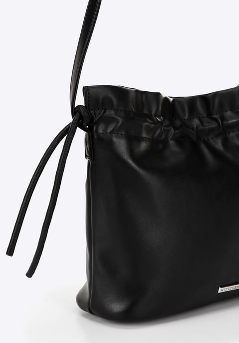Bolso bandolera de mujer Wittchen con lazos decorativos, negro, piel ecológica - Image 4