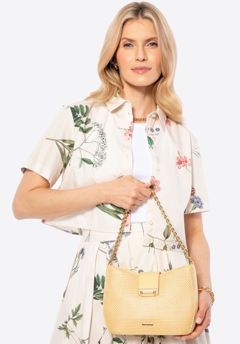 Bolso bandolera Wittchen para mujer de polipropileno amarillo tejido - Image 1