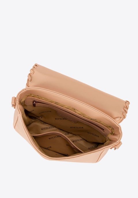 Bolso bandolera de mujer Wittchen con solapa ribeteada, beige, piel ecológica - Image 3