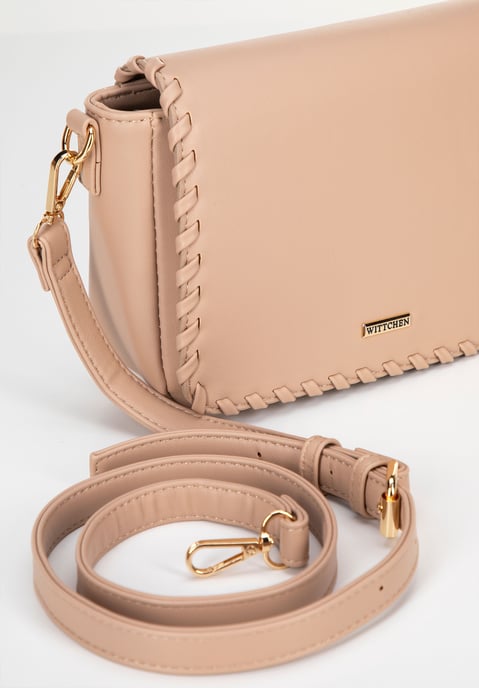 Bolso bandolera de mujer Wittchen con solapa ribeteada, beige, piel ecológica - Image 4