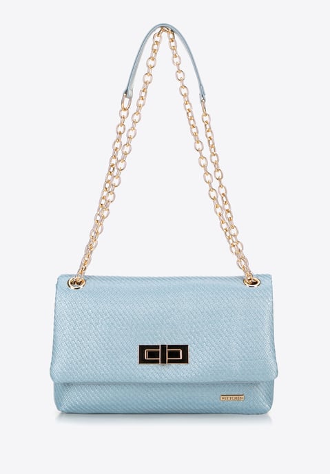 Bolso bandolera de mujer Wittchen con cadena trenzada, azul, polipropileno - Image 2