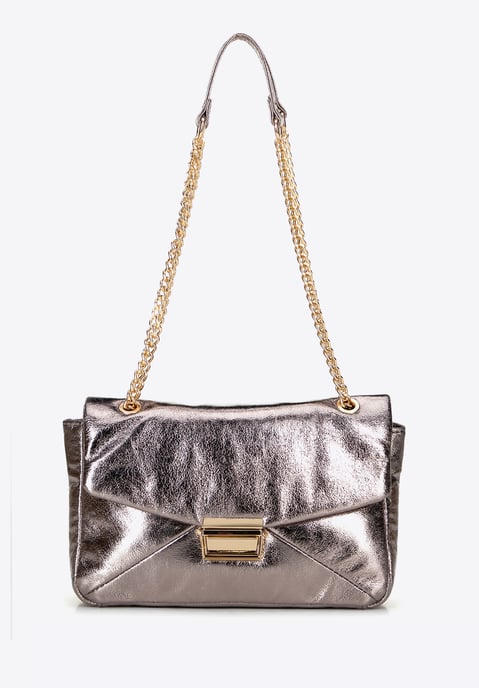 Bolso bandolera para mujer Wittchen de piel ecológica gris brillante - Image 2