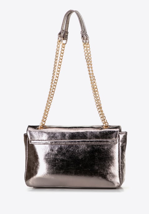 Bolso bandolera para mujer Wittchen de piel ecológica gris brillante - Image 3