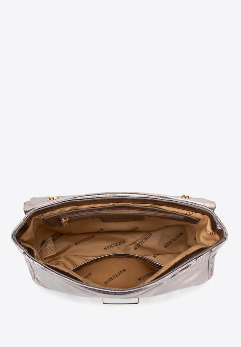 Bolso bandolera para mujer Wittchen de piel ecológica gris brillante - Image 4