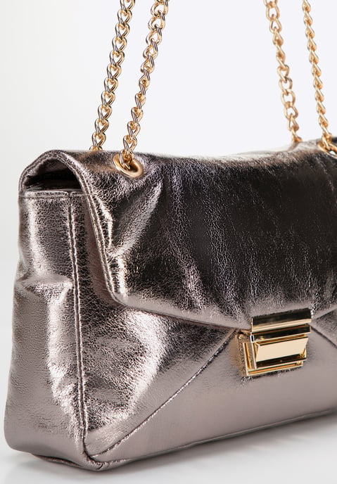 Bolso bandolera para mujer Wittchen de piel ecológica gris brillante - Image 5