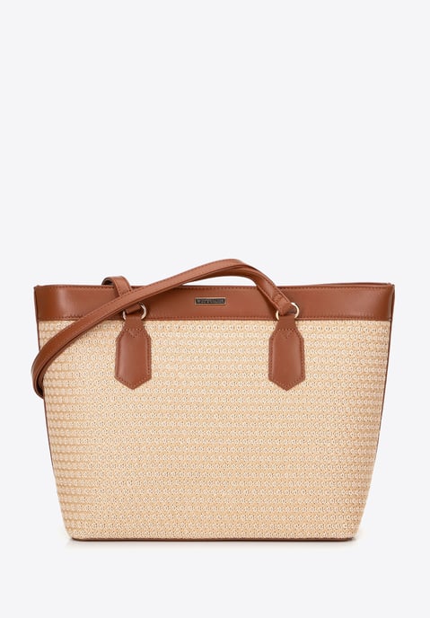 Bolso Shopper Mujer Wittchen en ecopiel y trenza beige y marrón poliuretano - Image 1