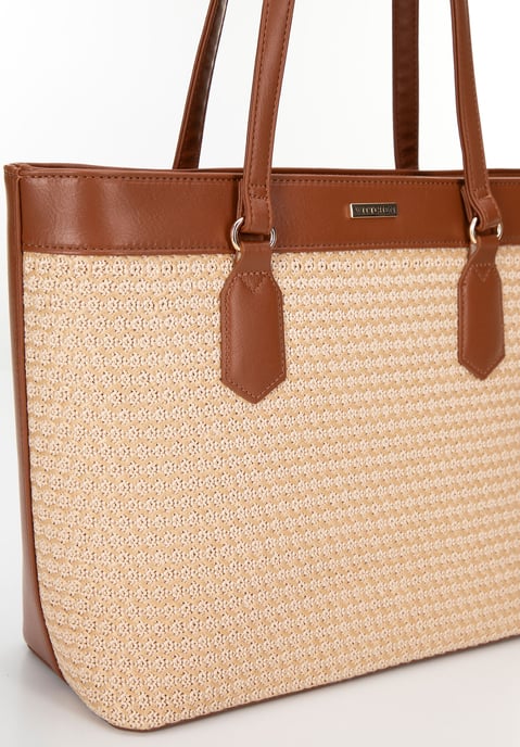 Bolso Shopper Mujer Wittchen en ecopiel y trenza beige y marrón poliuretano - Image 5