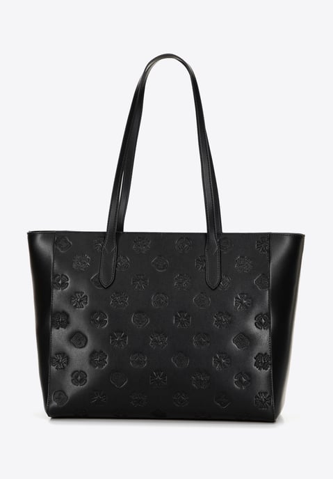 Bolso shopper de piel para mujer Wittchen con la firma en piel natural negra y - Image 3