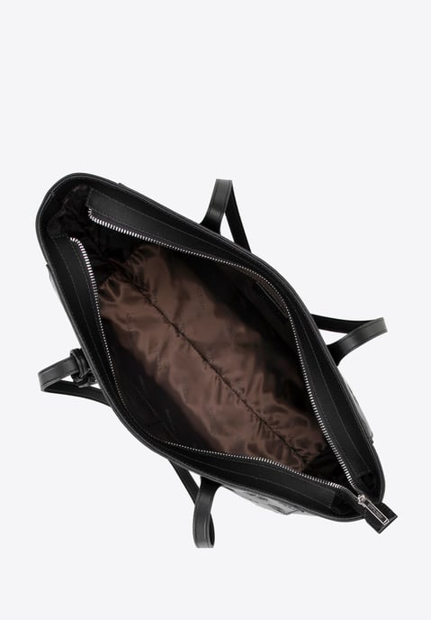 Bolso shopper de piel para mujer Wittchen con la firma en piel natural negra y - Image 4