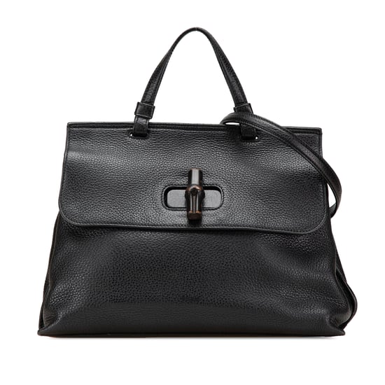 Bolso de cuero con asa de bambú - Image 1