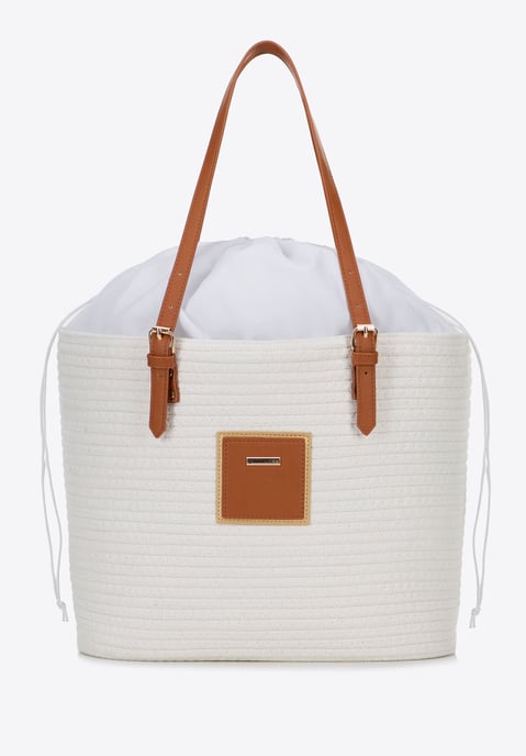 Bolso shopper Wittchen para mujer en mezcla de algodón y poliéster blanco roto - Image 2