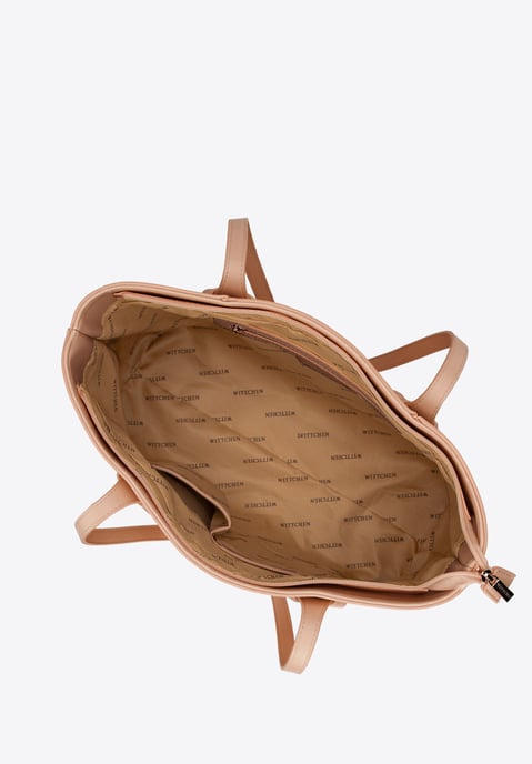 Bolso shopper Wittchen para mujer de piel sintética con detalles tejidos, beige - Image 4