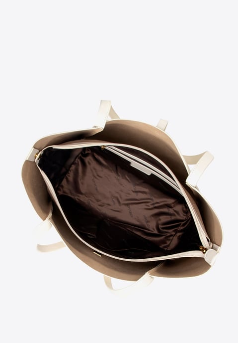 Bolso shopper de piel para mujer Wittchen con bolsa extraíble, color crema - Image 6