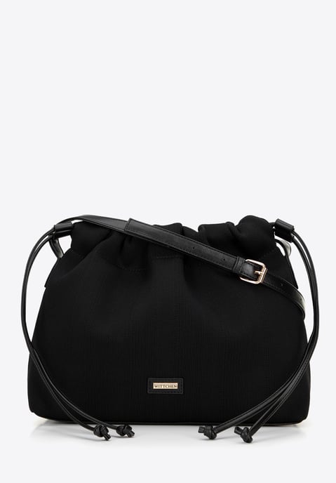 Bolso tipo cubo Wittchen para mujer con cordones, poliéster negro - Image 1