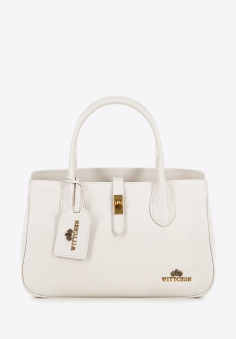 Baúl de piel auténtica para mujer Wittchen con borla y hebilla, color crema - Image 1