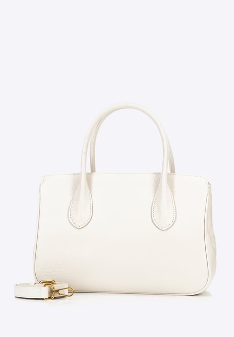 Baúl de piel auténtica para mujer Wittchen con borla y hebilla, color crema - Image 2