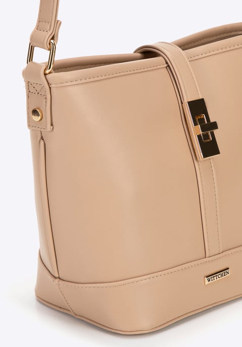 Bolso tipo cubo de piel sintética beige para mujer de Wittchen - Image 4