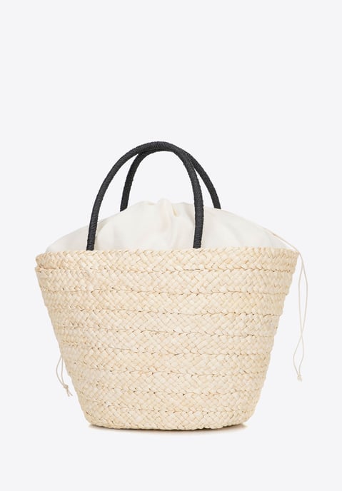 Cesta tejida Wittchen Woman con logotipo en beige y negro - Image 3