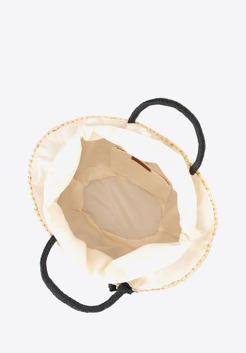Cesta tejida Wittchen Woman con logotipo en beige y negro - Image 4