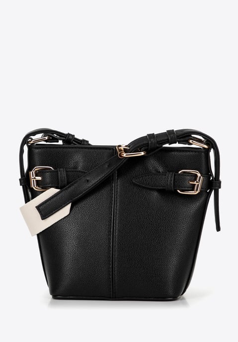 Bolso pequeño tipo cubo para mujer Wittchen de piel ecológica en color negro - Image 2