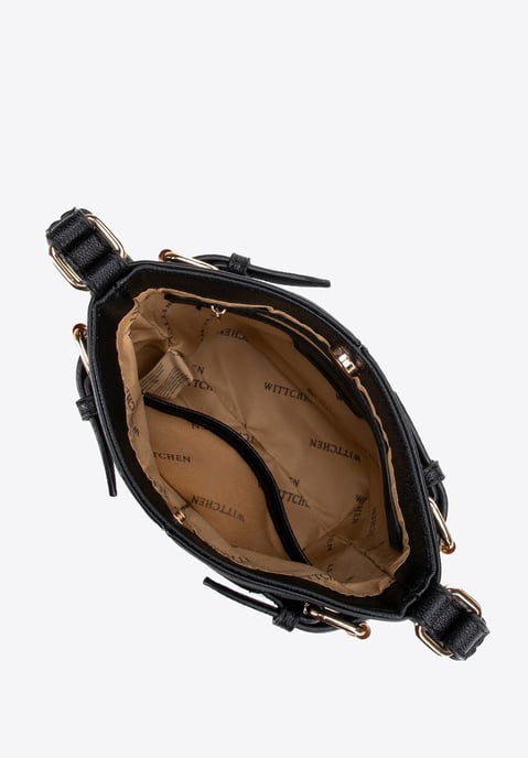 Bolso pequeño tipo cubo para mujer Wittchen de piel ecológica en color negro - Image 3