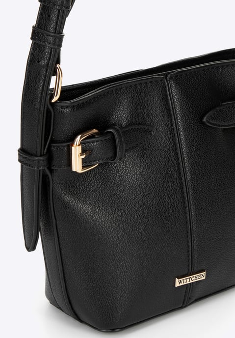 Bolso pequeño tipo cubo para mujer Wittchen de piel ecológica en color negro - Image 4