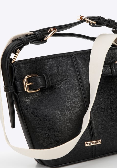 Bolso pequeño tipo cubo para mujer Wittchen de piel ecológica en color negro - Image 5