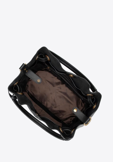 Bolso grande tipo cubo de piel para mujer Wittchen, color negro y dorado - Image 4