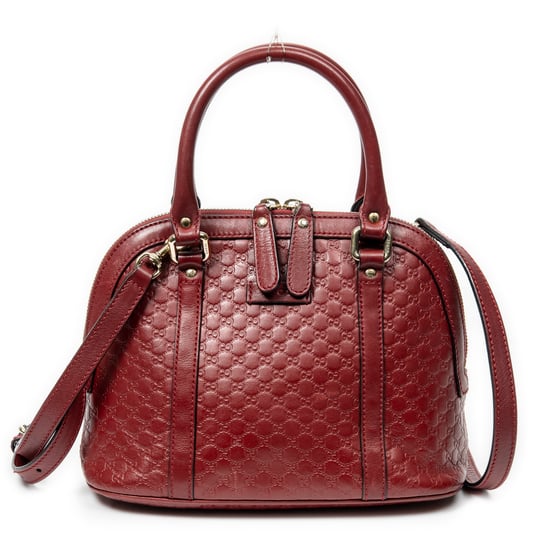 Gucci Mini Dome Tote en Rojo Oscuro Cuero de ternero - Image 1