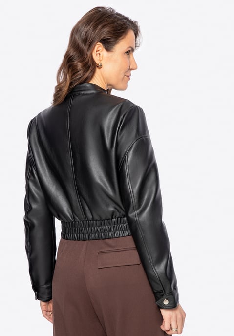 Chaqueta de mujer Wittchen de piel sintética con cordón negro piel sintética - Image 3